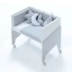 FAIR WHITE GRAY MINI CRADLE TEXTILE CARESS AND MATTRESS