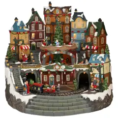 Village Town with Train Movement Music and Lights Led Adapter Included