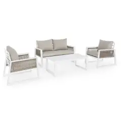 Captiva White Living Room Set Complete with Pillows Bizzotto 0662584