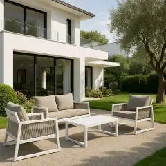 Salottino Captiva Bizzotto Bianco Completo di Cuscini  0662584