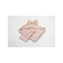Asciugamano Neonato con Cappuccio e Guanto Pink