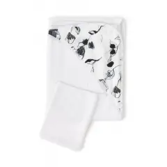 Set Asciugamano con Cappuccio e Guanto Bamboom – Print Eucalyptus