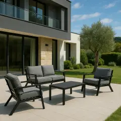 Harley Set Salotto da Giardino Antracite Bizzotto – Completo di Cuscini