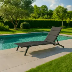 Lettino Prendisole Cleopas con Ruote Antracite/Antracite