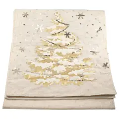 Christmas Tablecloth, Table Runner Gold 183x35.5cm.