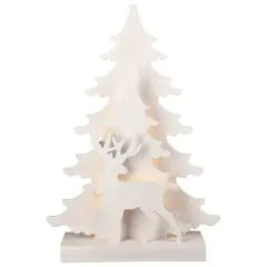 Silhouette White Christmas Tree with Reindeer