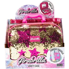 Girabrilla Gold Make Up Case With Fuchsia Stars
