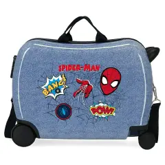 Spiderman Denim Trolley Rideable Abs 4 Wheels