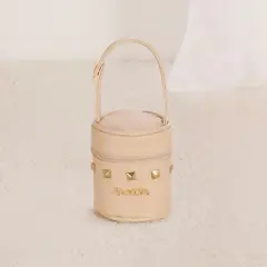 Colette Studded Ecru Baby Carrier in Faux Leather