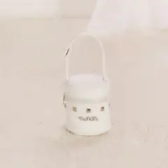 Colette Studded White Faux Leather Pacifier Holder