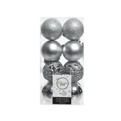 Box 16 Sfere di Natale - Diametro 6 cm - Silver