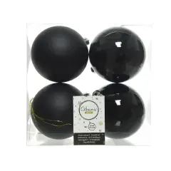 Box 4 Sfere di Natale - Diametro 10 cm - Black