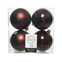 Box 4 Sfere di Natale - Diametro 10 cm - Redwood