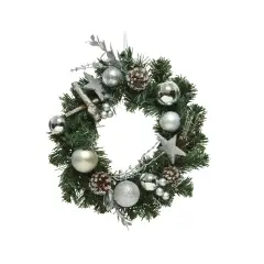 Christmas Wreath for Door Diameter 30 cm Green and Silver