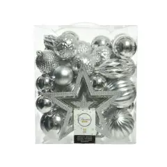 Box 50 Sfere di Natale - Diametro 8 cm - Silver