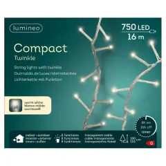 Luci di Natale Lumineo Compact - 750 Led Bianco caldo - Filo Trasparente da 16 metri
