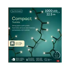 Lumineo Compact Christmas Lights - 1000 Warm White Led - 22.5m Green Wire
