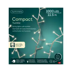 Lumineo Compact Christmas Lights - 1000 Warm White Led - 22.5m Transparent Wire