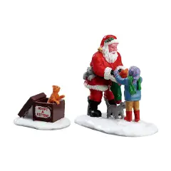 Santa Claus and Kittens Figurine Set of 2 Pieces