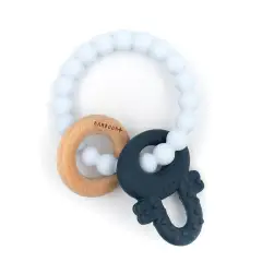 Wood & Silicone Teething Ring Blue Key Bamboom