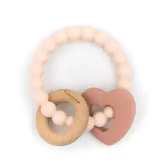 Pink Key Wood & Silicone Teething Ring Bamboom