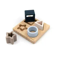 Bamboo & Silicone Puzzle Stella Blu – Gioco Educativo in Legno e Silicone per Bambini