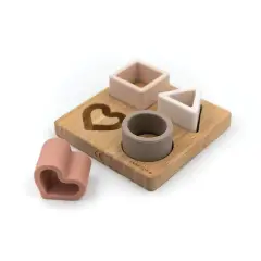 Bamboo & Silicone Puzzle Stella Rosa – Gioco Educativo in Legno e Silicone per Bambini