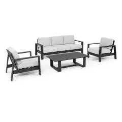 Baltic Anthracite Living Room Set Complete with Cushions Bizzotto