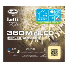 Luci di Natale Lotti – Catena 360 MiniLED Bianco Caldo – Filo Trasparente da 25,7 Metri