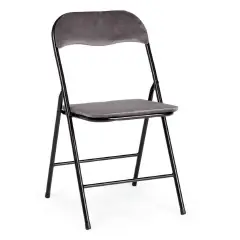 Amal Velvet Folding Chair Gray