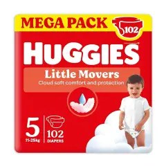 Huggies Little Movers Megapack Diapers - Size 5 - 11-25 Kg - 102 Pieces