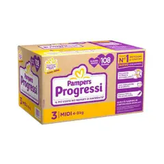 Pampers Progressi Quadripack Diapers - Size 3 - 4-9 Kg - 108 Pieces