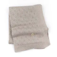 Bamboom Summer Perforated Knitted Baby Blanket 75x100cm. Camel