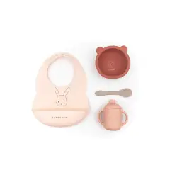 Bamboom Silicone Baby Set ( Bib Bowl Spoon Cup with Spout) Pink