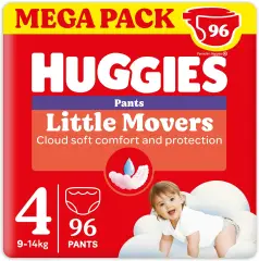 Huggies lLittle Movers Megapack Diapers - Size 4 - 9-14 Kg - 96 Pieces