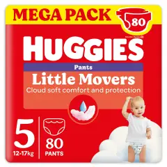 Huggies Little Movers Diapers Panties Megapack - Size 5 - 12-17 Kg - 80 Pieces