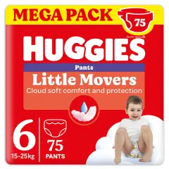 Huggies Little Movers Diapers Panties Megapack - Size 6 - 15-25 Kg - 75 Pieces