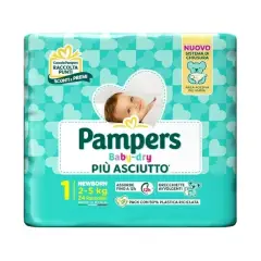 Pannolini Pampers Baby-Dry Flash - Taglia 1 - 2-5 Kg - 24 Pezzi