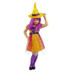 Costume Strega Superstar Arancione per Bambine - Taglia L - 8/10 anni