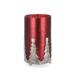 Glass Candle Holder Parky Red Op H18.5