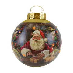 Large Christmas Ball with LED Lights Gold: Santa Claus Theme and Gifts