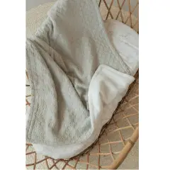 Crib Blanket 100x75 Honey In Organic Bamboo + Plush Sponge Oyster Grey