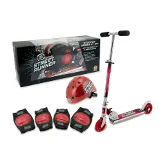 Red Scooter Set with Helmet and Protectors Max 50Kg Wheels Pu 120Mm Abec 5 Size M - Teosport