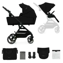 Stroller 2 In1 Yoxi Pure Black Kinderkraft