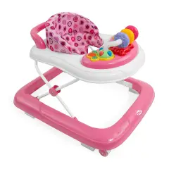 Baby Walker with Anti-tip Base and Sound Tray with Games, Pink