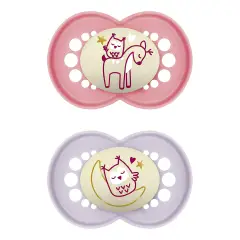 Soother Night Silicone Circular PP 2 Pieces, +6 Months Baby Girl