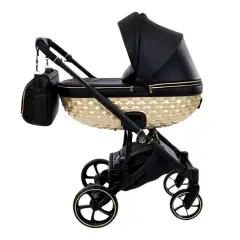 Trio Antes Baby Bubble Black/Gold Satin Carrycot Frame Black