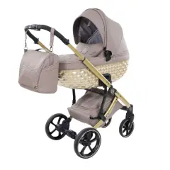 Trio Antes Baby Bubble Dark Beige/Gold Carrycot Satin Chassis Gold