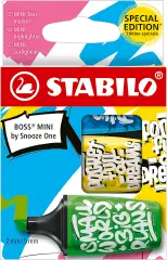 Stabilo Boss Mini by Snooze One Highlighters, 3-Color Case Yellow, Green, Light Blue