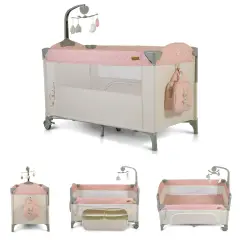 Travel Cot 2 Levels Indiana Pink